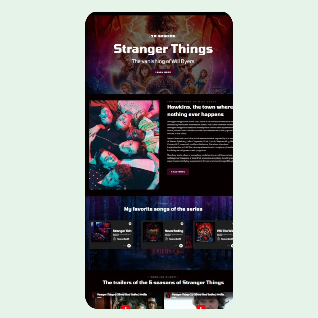 Responsive website about Stranger Things